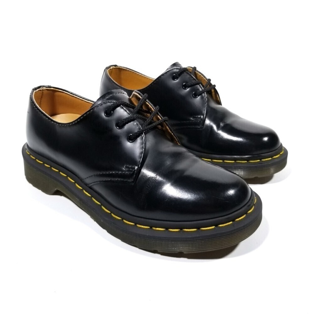 Dr. Martens Gibson 11837 3 Eye Oxford Patent Leather Shoes Womens 6 Black Gloss